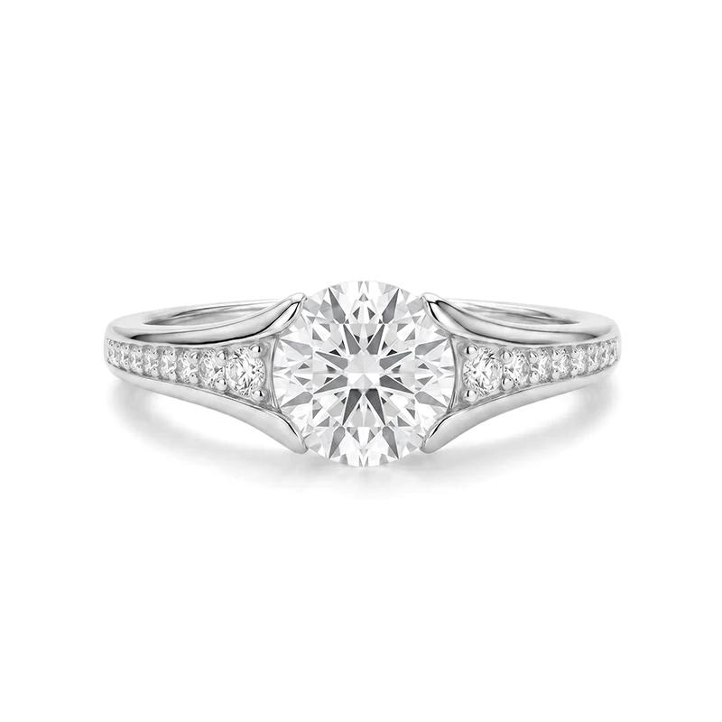 Channel Half Bezel Moissanite Ring