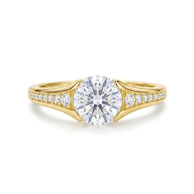 Channel Half Bezel Moissanite Ring