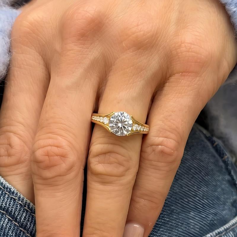 Channel Half Bezel Moissanite Ring