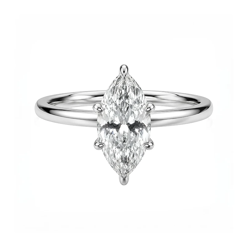 Classic Six-Prong Marquise Moissanite Ring