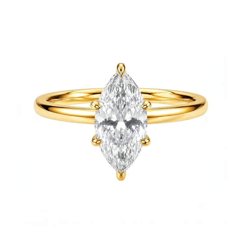 Classic Six-Prong Marquise Moissanite Ring