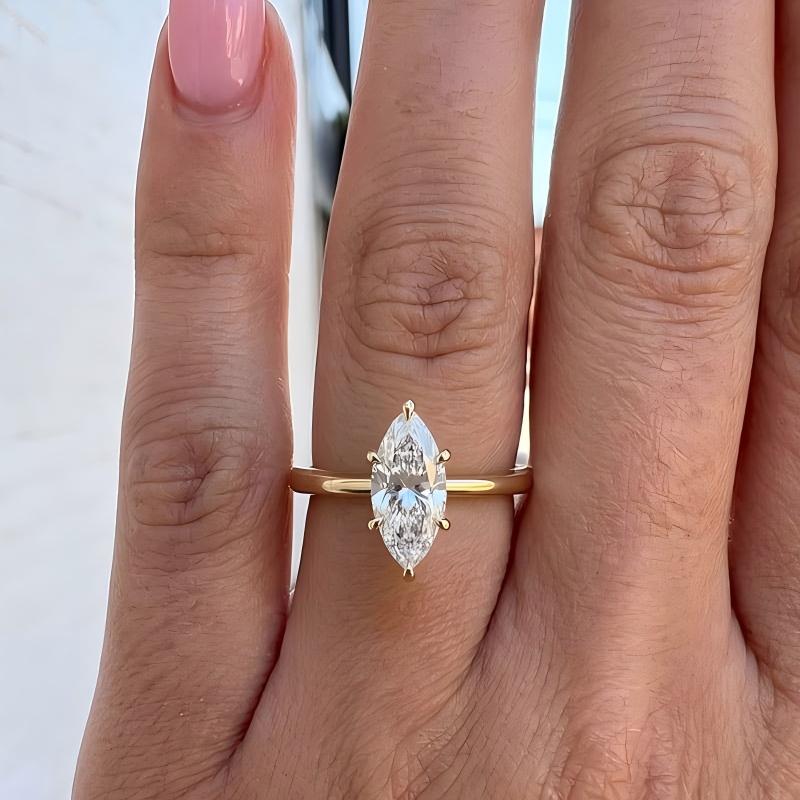 Classic Six-Prong Marquise Moissanite Ring