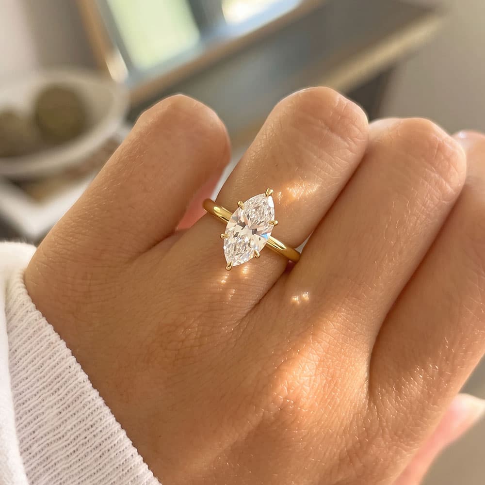 Classic Six-Prong Marquise Moissanite Ring