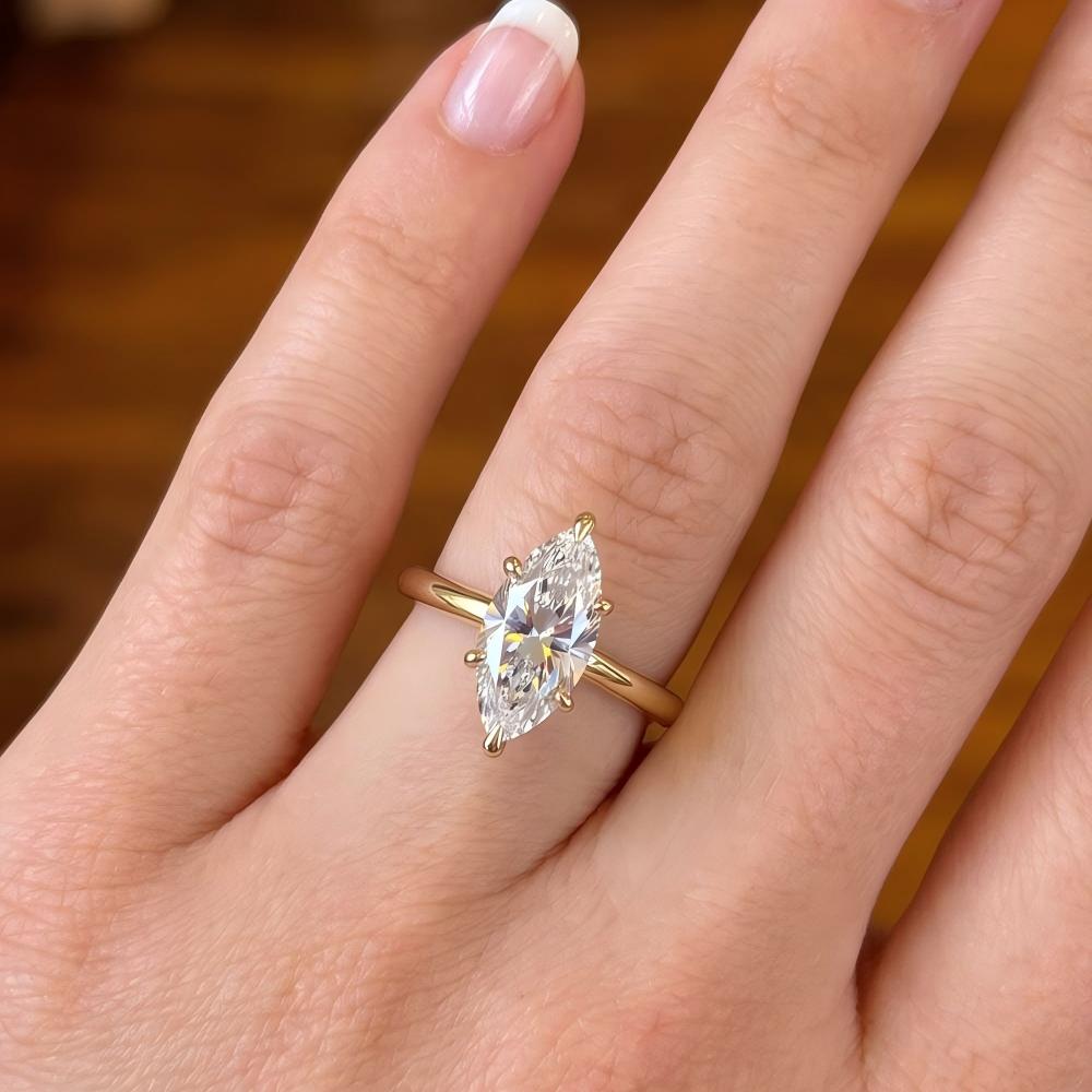 Classic Six-Prong Marquise Moissanite Ring