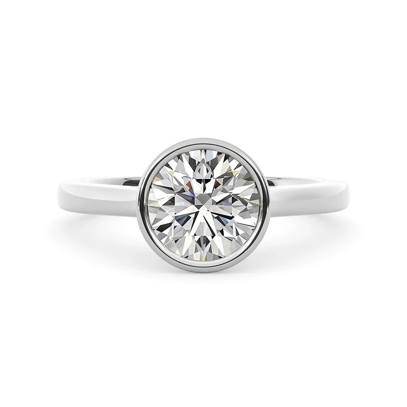 Classic Bezel Round Moissanite Ring
