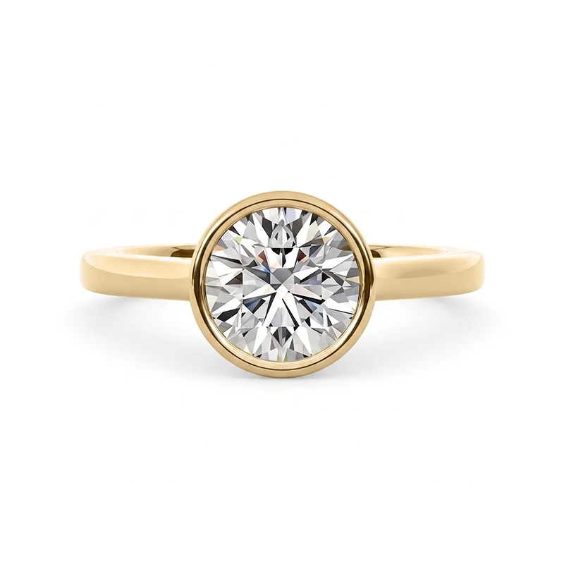 Classic Bezel Round Moissanite Ring
