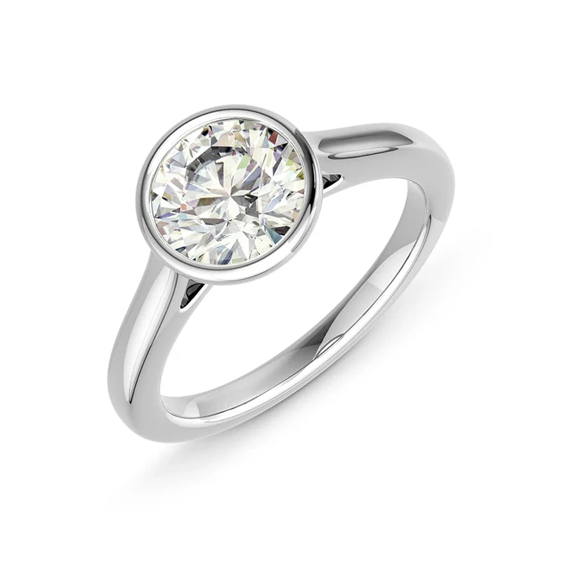 Classic Bezel Round Moissanite Ring