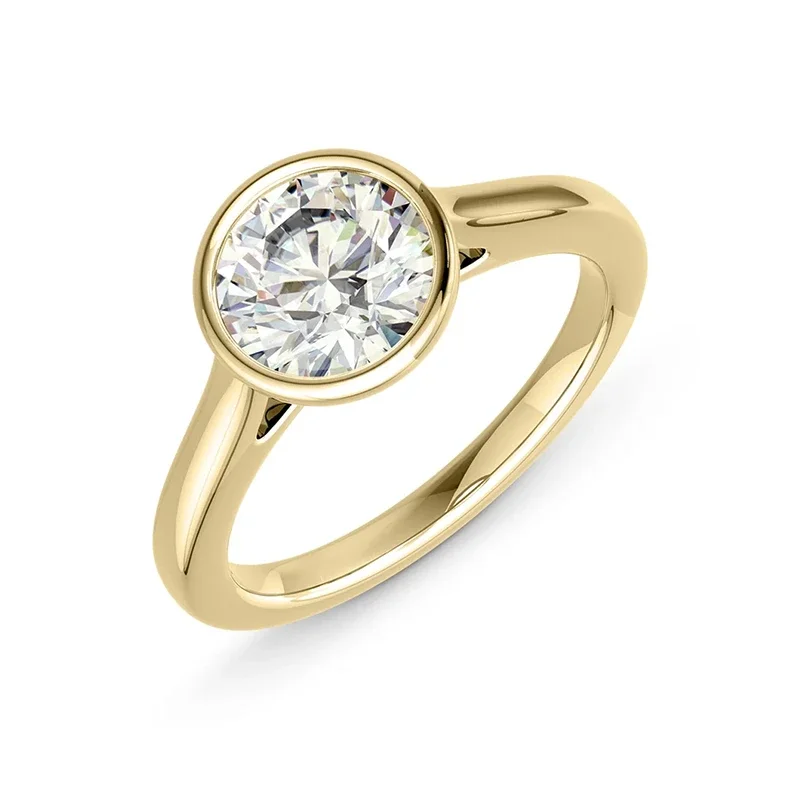 Classic Bezel Round Moissanite Ring