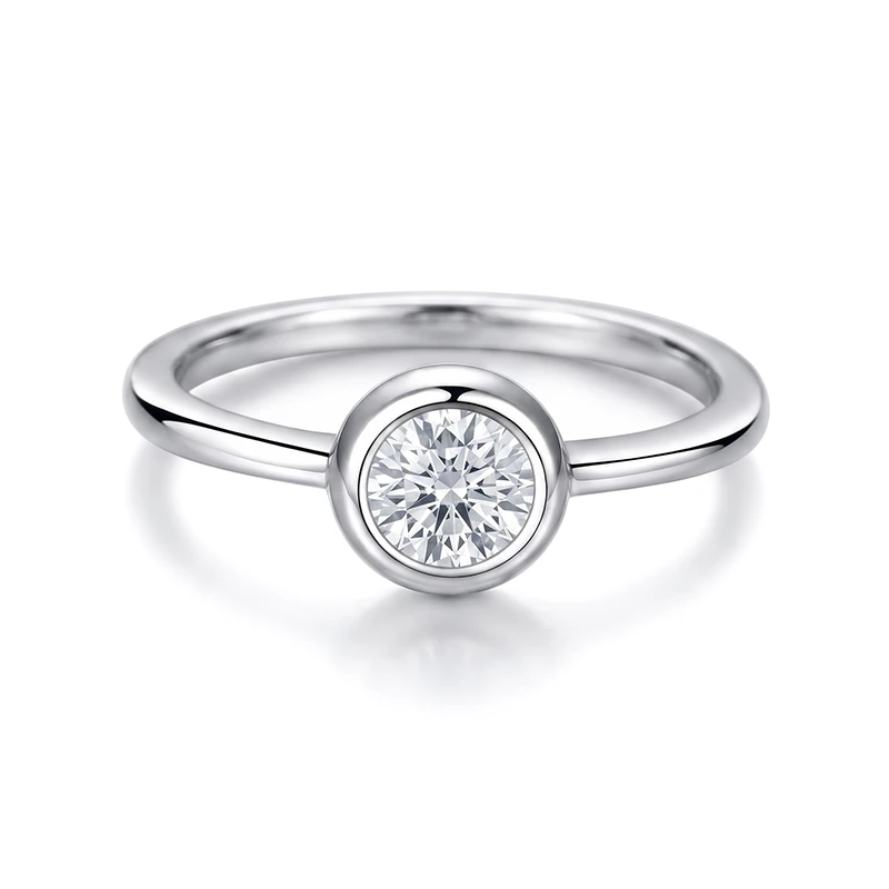 Classic Bezel Round Moissanite Ring