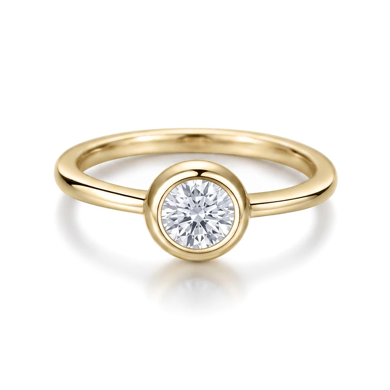 Classic Bezel Round Moissanite Ring