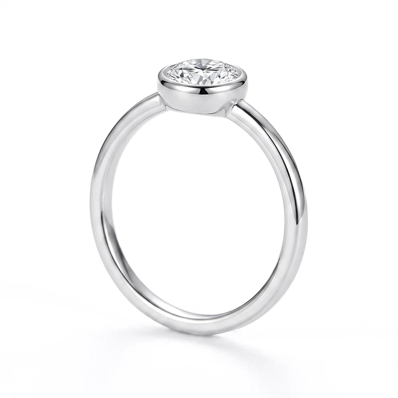 Classic Bezel Round Moissanite Ring