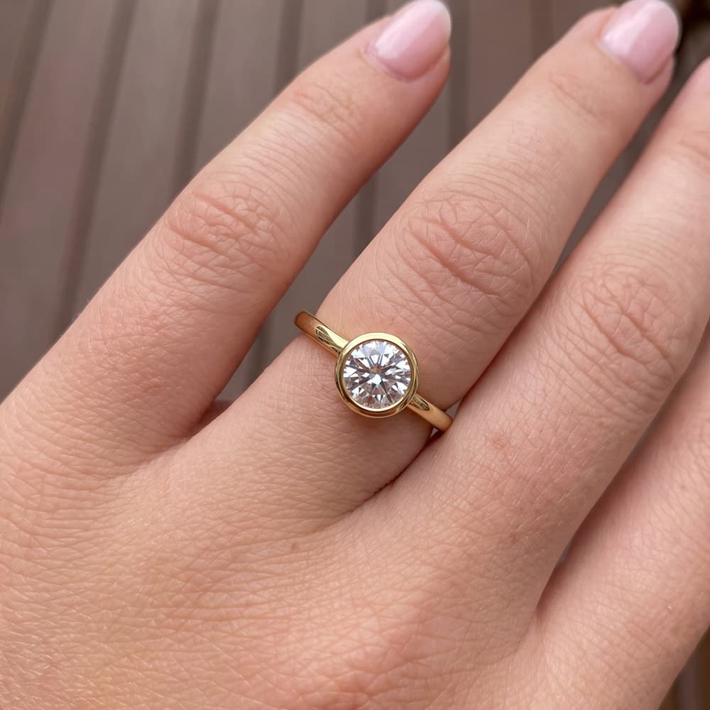Classic Bezel Round Moissanite Ring