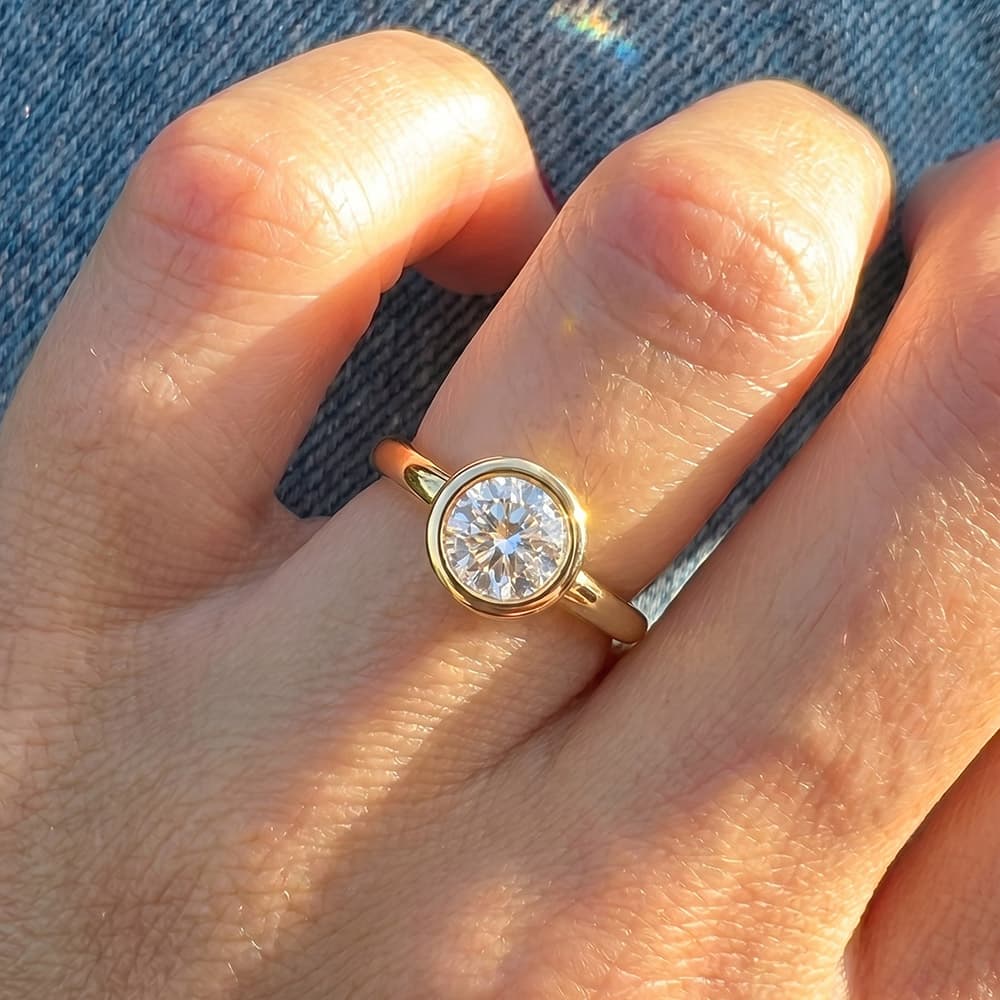 Classic Bezel Round Moissanite Ring