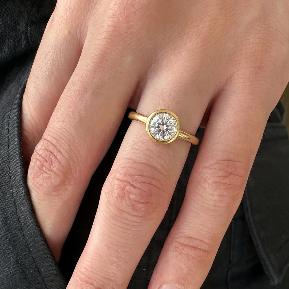 Classic Bezel Round Moissanite Ring