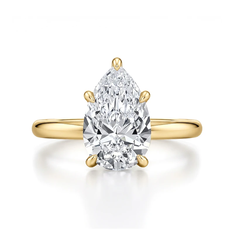 Classic Five-Prong Pear Moissanite Ring