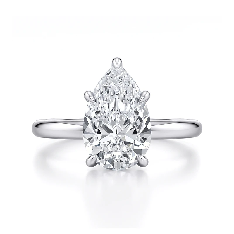 Classic Five-Prong Pear Moissanite Ring