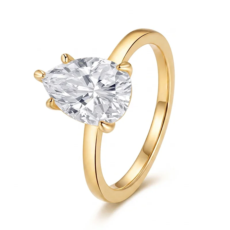 Classic Five-Prong Pear Moissanite Ring
