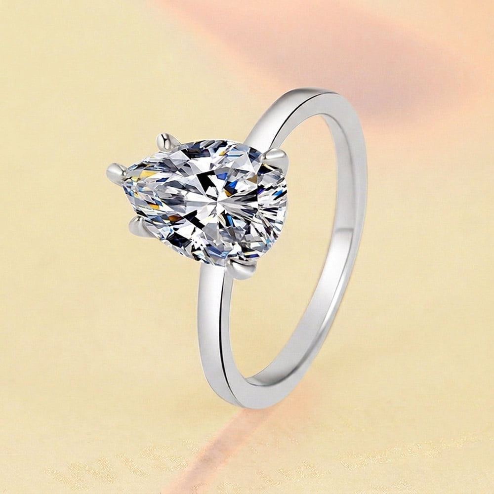 Classic Five-Prong Pear Moissanite Ring