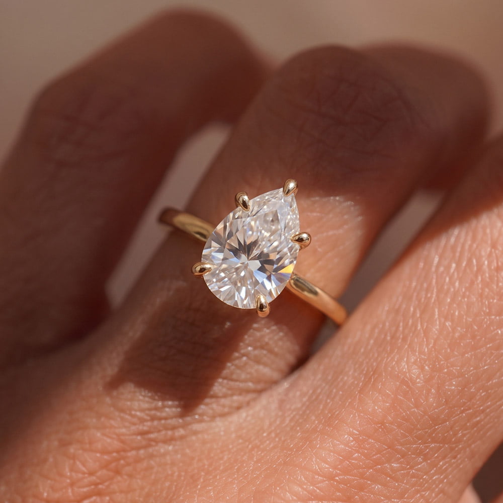 Classic Five-Prong Pear Moissanite Ring