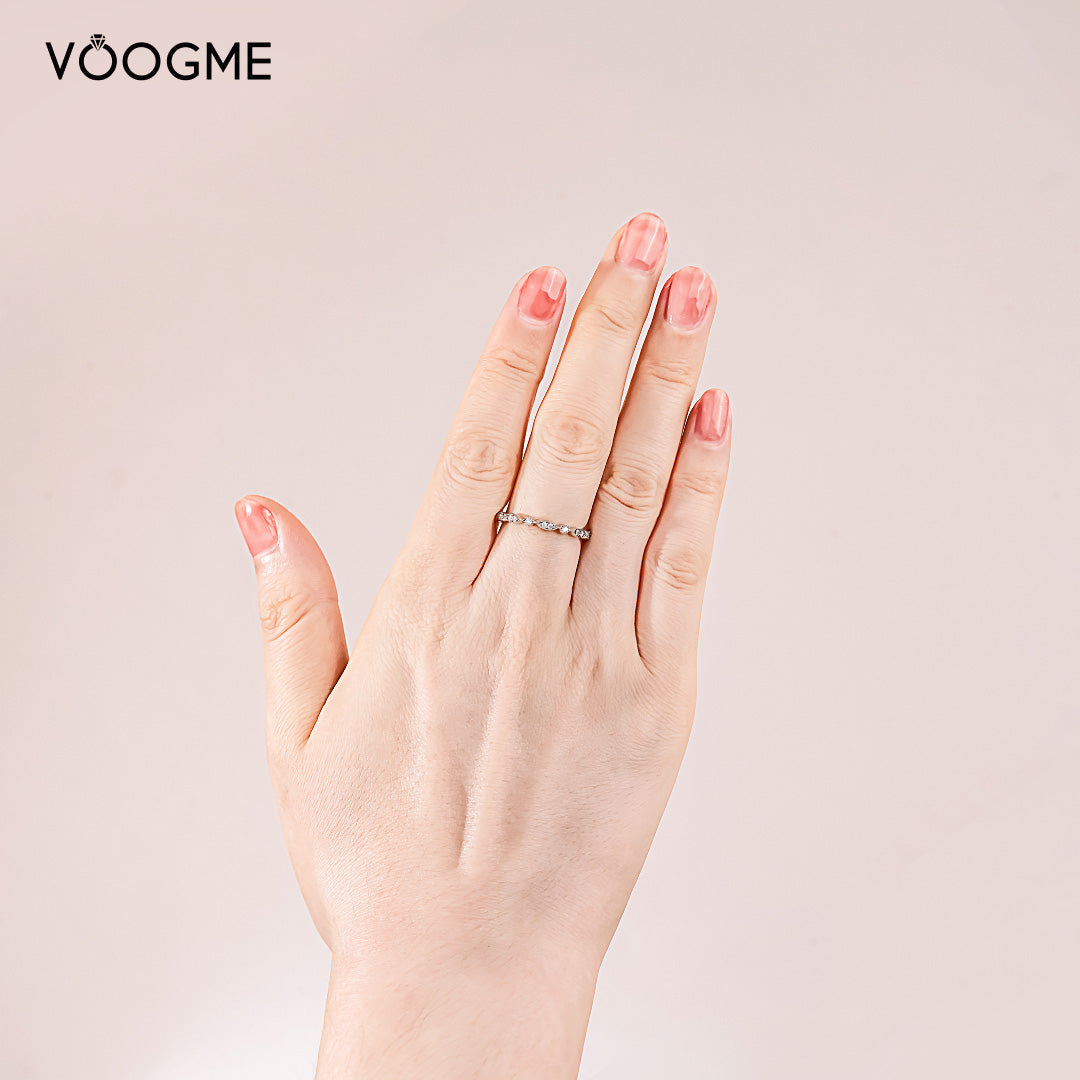Moissanite Ladies Anniversary Wedding Row Band-VOOGME