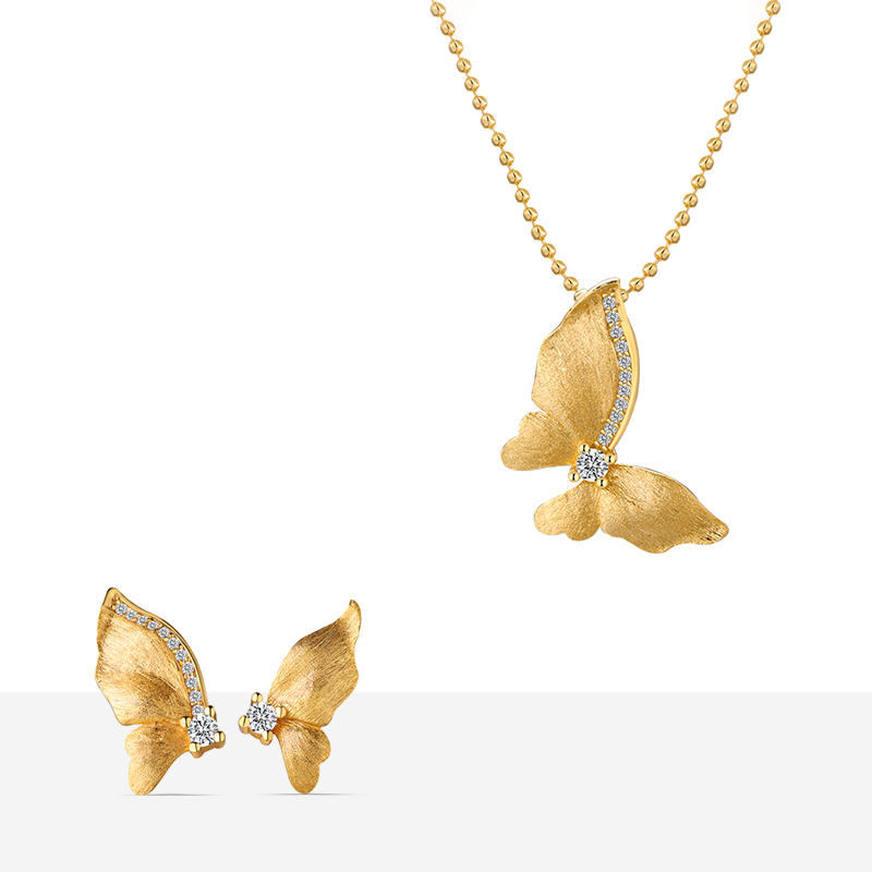 Brushed Butterfly Jewelry Set