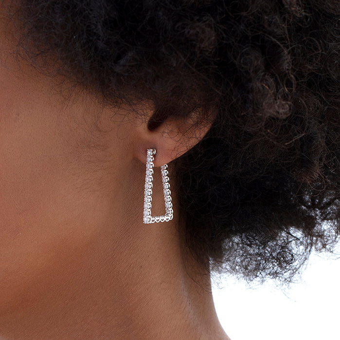 Trapezoid Moissanite Hoop Earrings-VOOGME