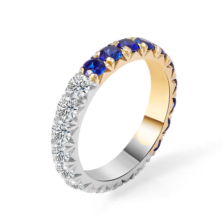 Sapphire and Moissanite Eternity Band-VOOGME