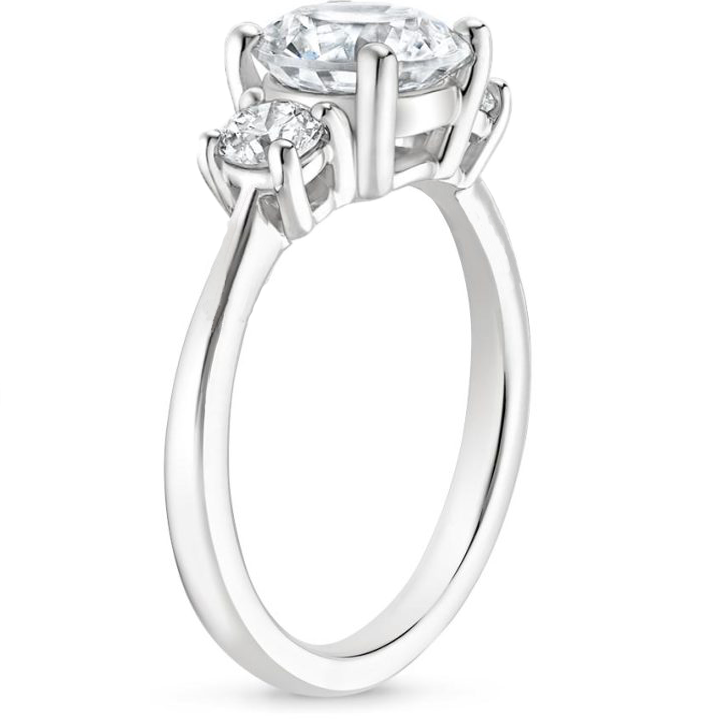 Three-Stone Four-Prong Moissanite Engagement Ring-VOOGME