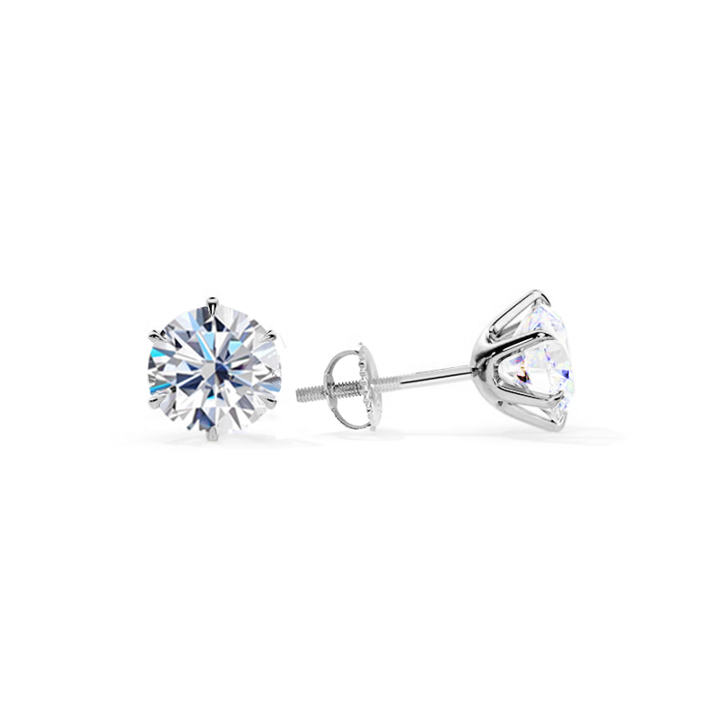 Six Prong Screw Back Moissanite Earrings