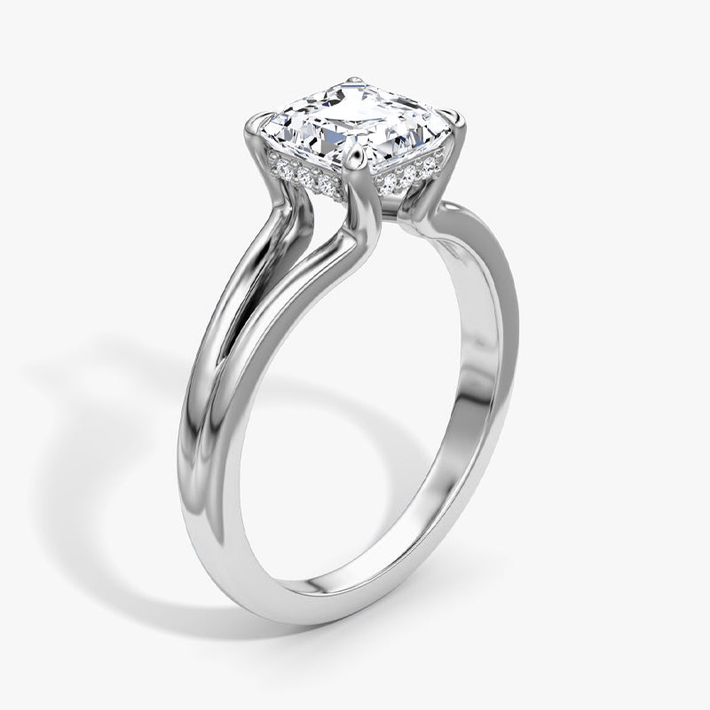 Split Shank Solitaire Moissanite Engagement Ring-VOOGME