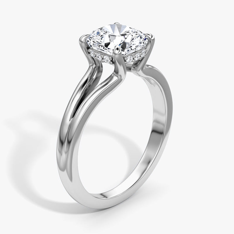 Split Shank Solitaire Moissanite Engagement Ring-VOOGME