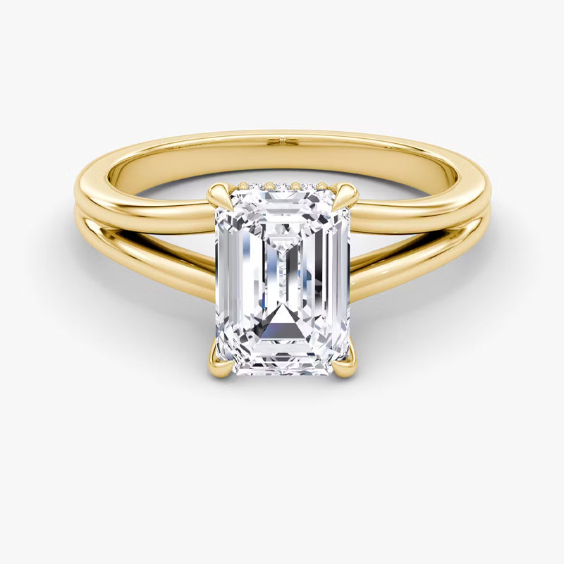 Split Shank Solitaire Moissanite Engagement Ring-VOOGME