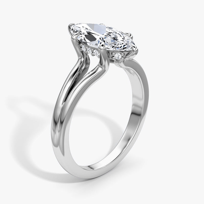 Split Shank Solitaire Moissanite Engagement Ring-VOOGME
