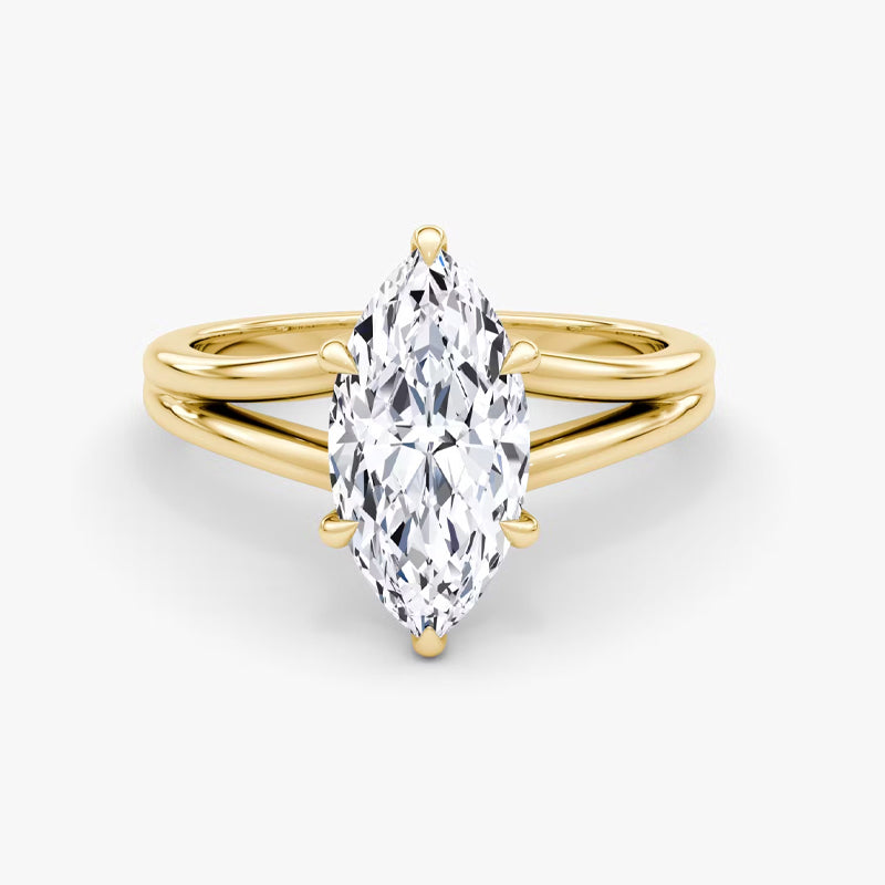 Split Shank Solitaire Moissanite Engagement Ring-VOOGME