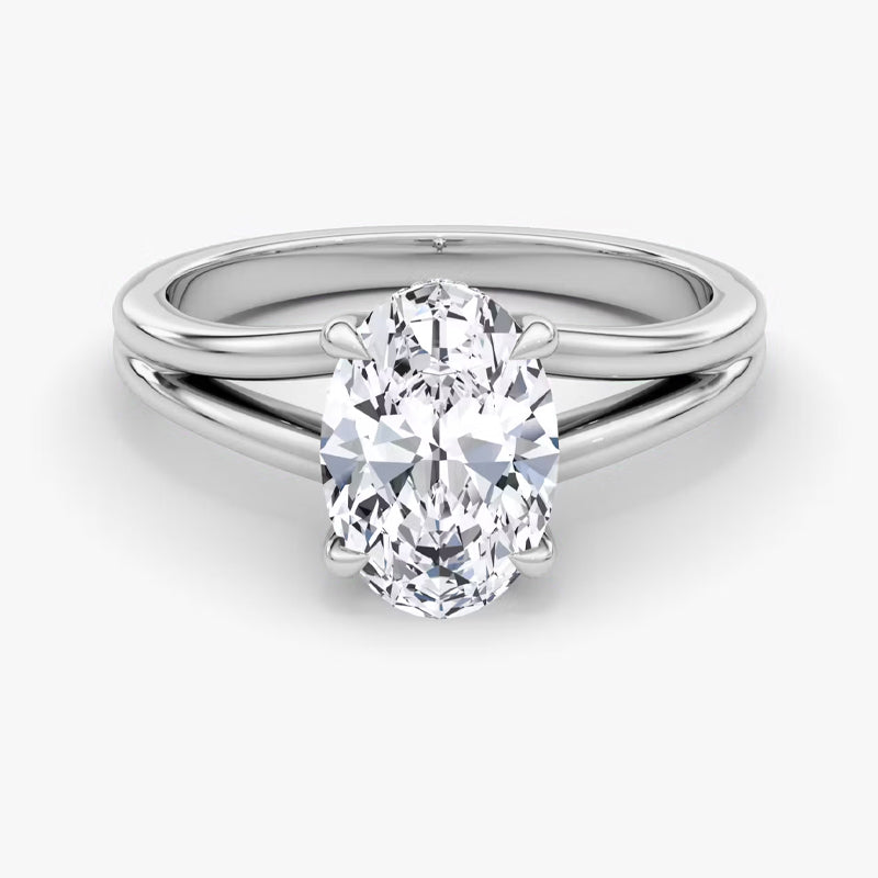 Split Shank Solitaire Moissanite Engagement Ring-VOOGME