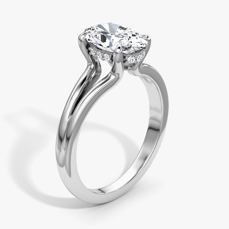 Split Shank Solitaire Moissanite Engagement Ring-VOOGME