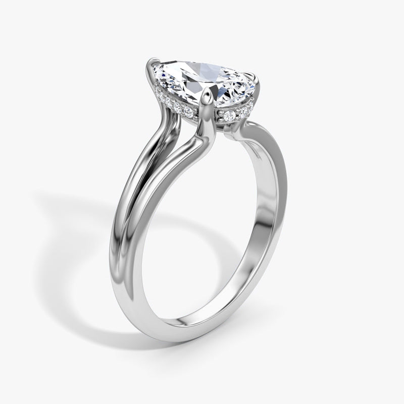 Split Shank Solitaire Moissanite Engagement Ring-VOOGME