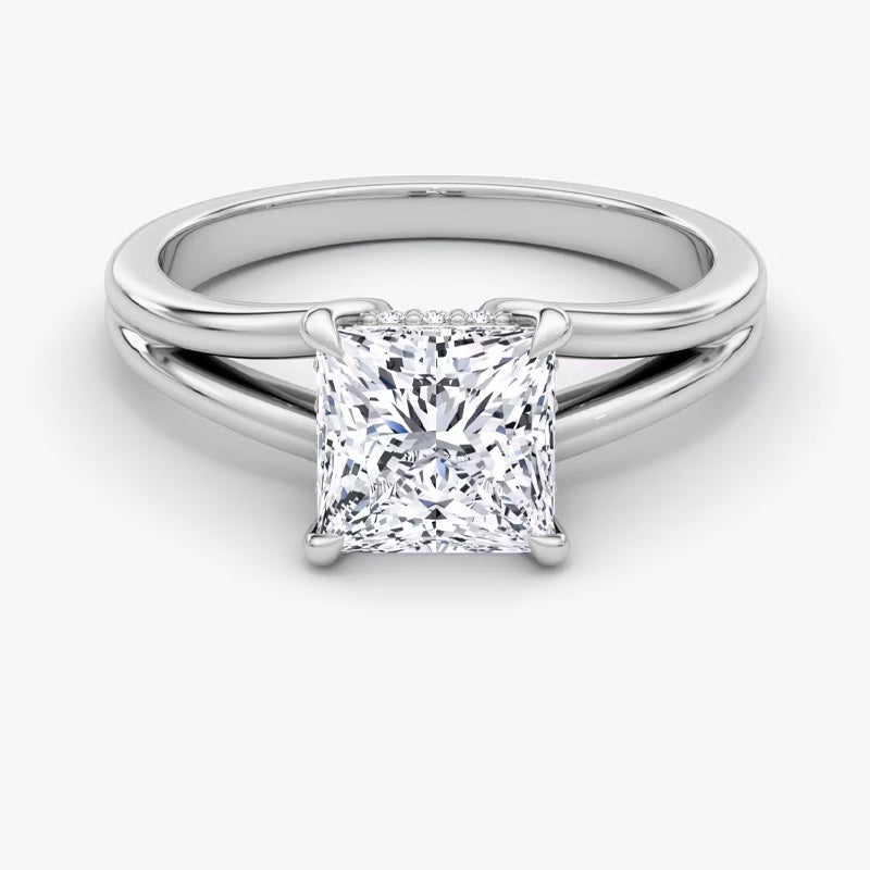 Split Shank Solitaire Moissanite Engagement Ring-VOOGME