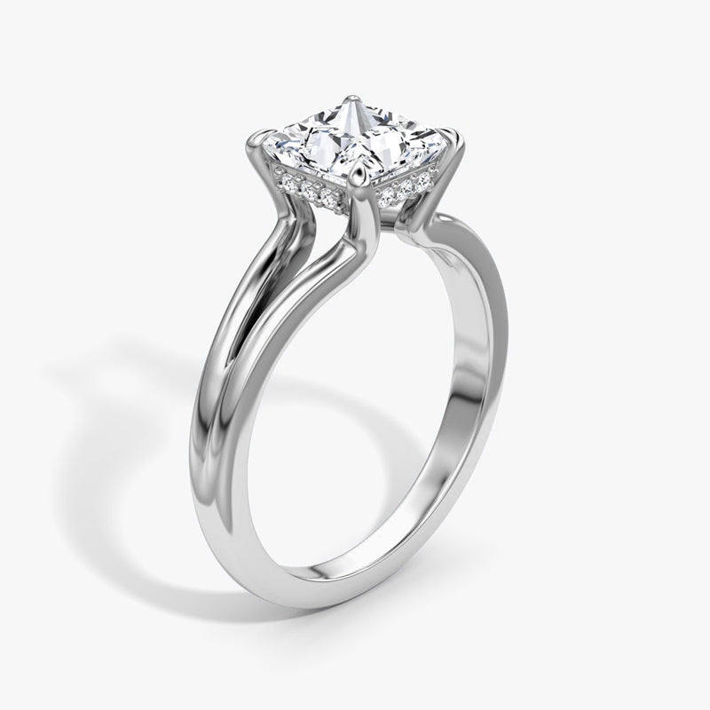Split Shank Solitaire Moissanite Engagement Ring-VOOGME