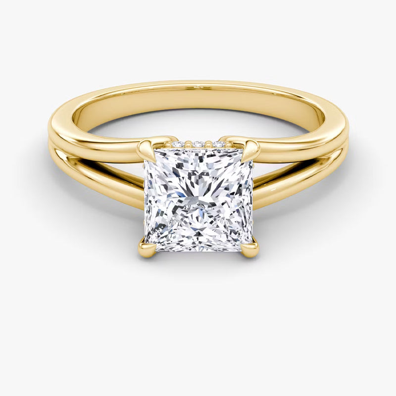 Split Shank Solitaire Moissanite Engagement Ring-VOOGME