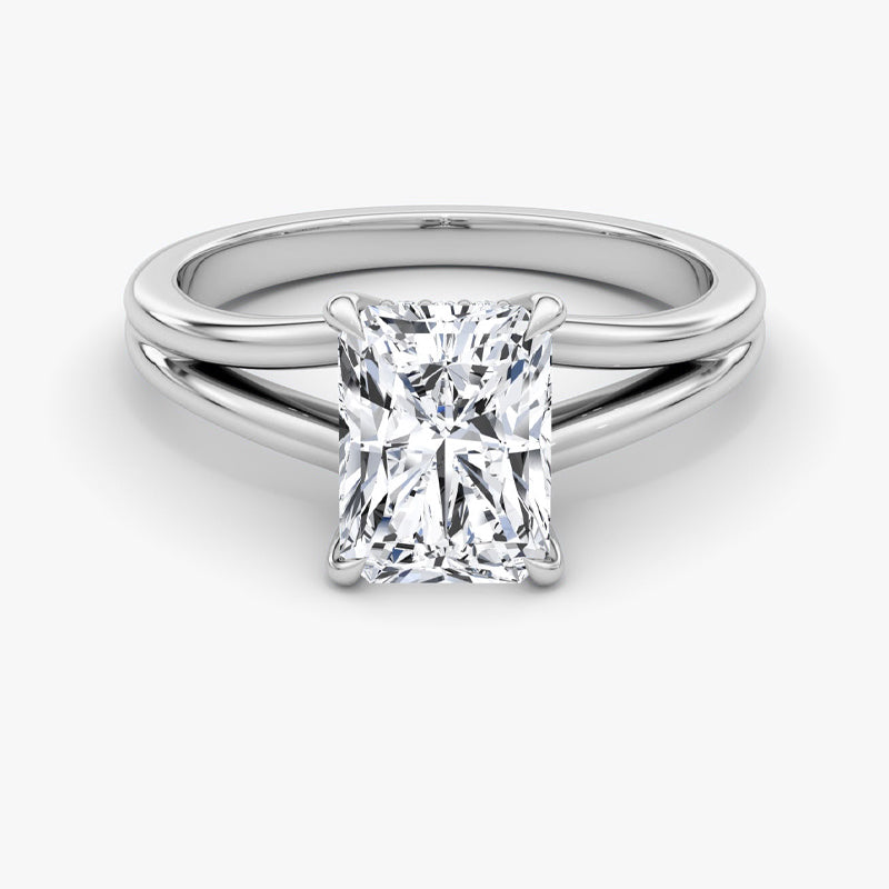 Split Shank Solitaire Moissanite Engagement Ring-VOOGME
