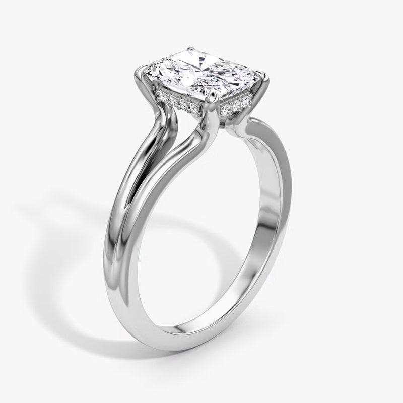 Split Shank Solitaire Moissanite Engagement Ring-VOOGME