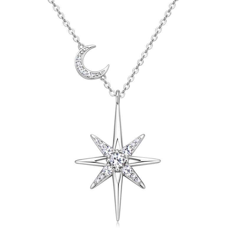Star Moon Moissanite Necklace