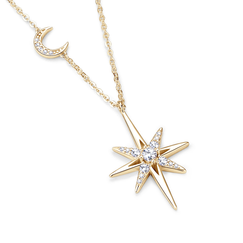 Star Moon Moissanite Necklace