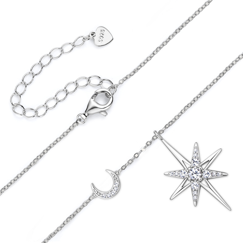 Star Moon Moissanite Necklace