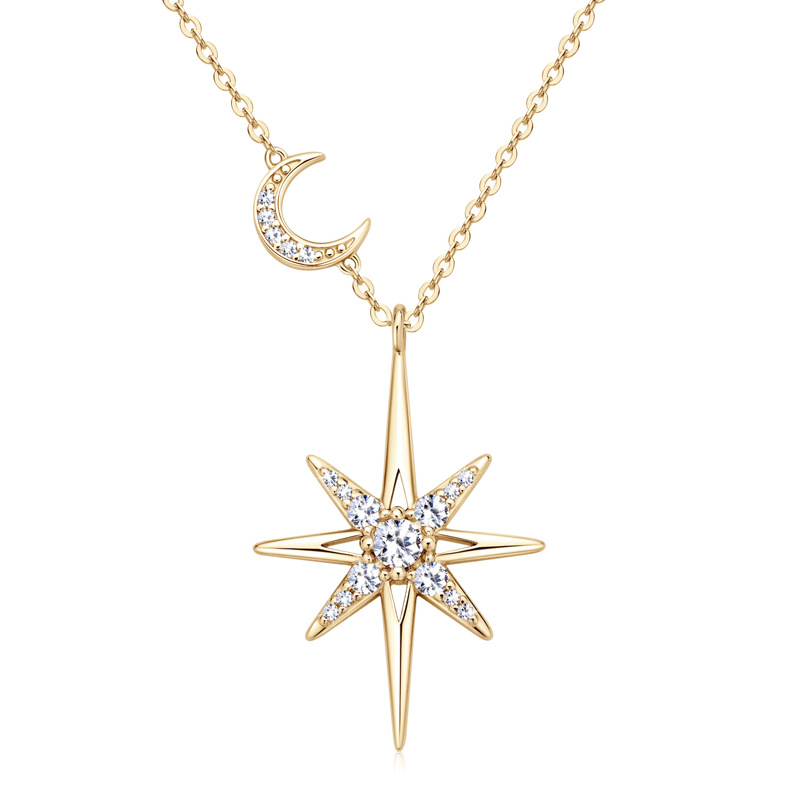 Star Moon Moissanite Necklace