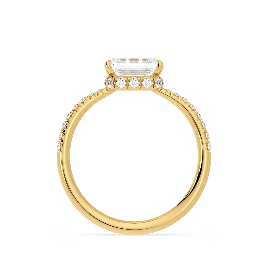 East West Hidden Halo Moissanite Engagement Ring-VOOGME