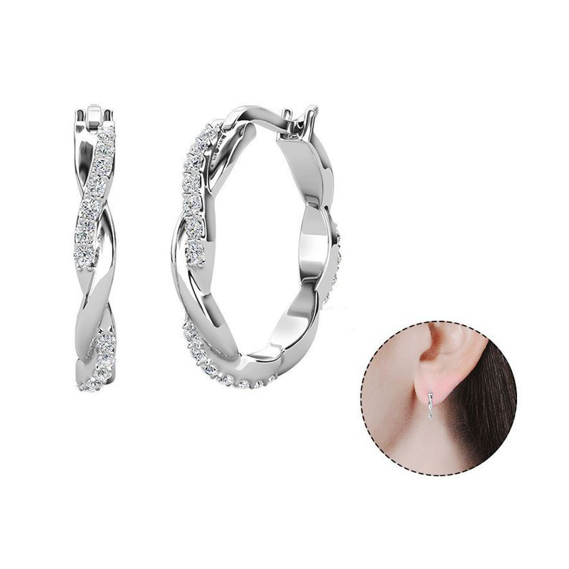 Twised Vine Moissanite Hoop Earrings-VOOGME