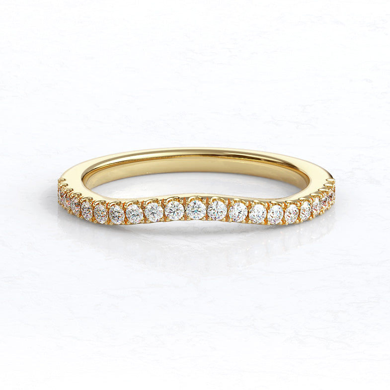 Half Pave Moissanite Curved Wedding Band-VOOGME
