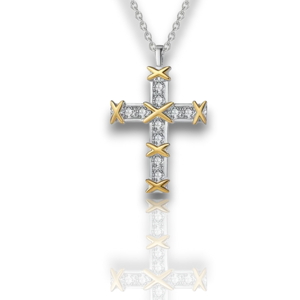 X Relief Cross Moissanite Necklace